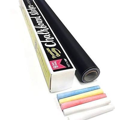Extra Large Chalkboard Peel and Stick Paper 9 Feet roll (108 inches) + (5) Color Chalk Included - by Simple Shapes
