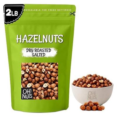 Oh! Nuts Hazelnuts (Filberts) - Dry Roasted Salted - 2 lb - Healthy Whole Crunchy Skinned Cobnuts Snack - Packed in New York Zip-Seal Bag for Exceptional Freshness