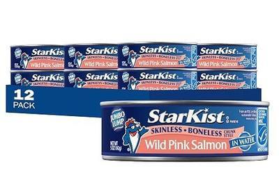 StarKist Wild Pink Salmon, Skinless, Boneless, 5oz Can, 12-Pack | 19g Protein Per Serving, Wild Caught, Gluten Free, Soy Free, Perfect for Salads, Sandwiches
