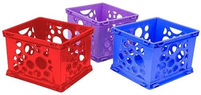 Storex Premium File Crate with Handle Cutouts – Letter and Legal Document and Folder Storage, Assorted Colors, 3-Pack (61797A03C)