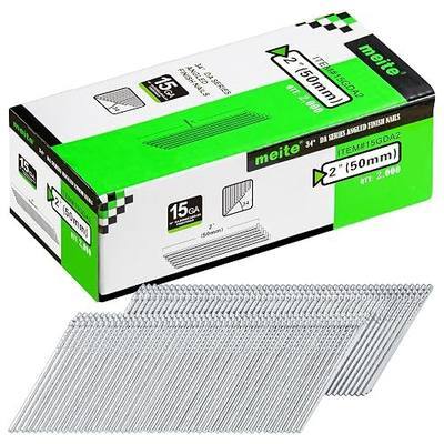 meite 15 Gauge Angled Finish Nails 2 Inch 34 Degree Galvanized 2,000PCS | For 15GA Pneumatic Cordless Finish Nailers Gun, Small Head Angled Finish Nails for Tight Corners Cabinets Baseboards Trim