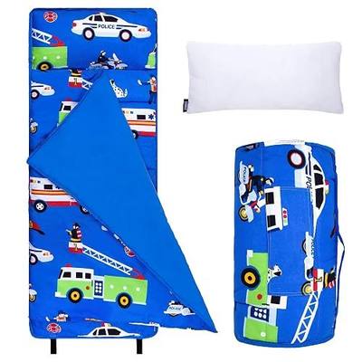 Wildkin Microfiber Nap Mat for Kids | 50 x 20 in all-in-one microfiber nap mat with attached blanket, removable pillow, roll-up straps and carry handle.