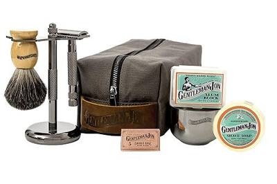 Gentleman Jon Deluxe Vintage Shaving Kit - 8pc Men's Safety Razor Gift Set