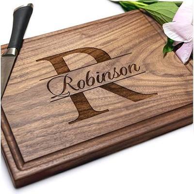 Personalized Cutting Board, Custom Wedding, Anniversary or Housewarming Realtor Closing Gift Idea, Wood Engraved Charcuterie, for Friends and Family, Monogram Initial Design 004