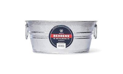 Behrens 103LFT 1.5 Gallon Hot Dipped Steel Low Flat Tub, Silver