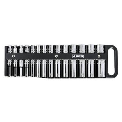 ARES 70219 28-Pc 3/8-In Magnetic Socket Organizer | Part No. 70219; Securely Holds 14 Standard and 14 Deep Sockets in Place