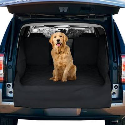 Cargo Cover for Dogs, Water Resistant Pet Cargo Liner Dog Seat Cover Mat for SUVs Sedans Vans with Bumper Flap Protector, Non-Slip, Backseat Cover, Trunk Liner Universal Fit (Large/Black)