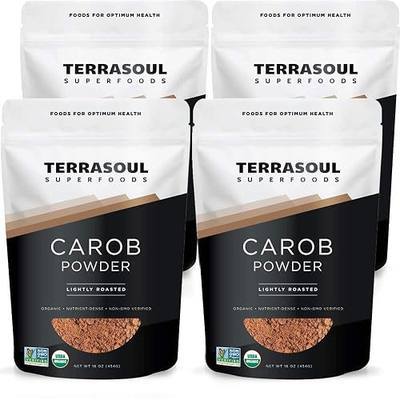 Terrasoul Superfoods Organic Carob Powder, 4 Lbs (4 Pack) - Cocoa Powder Alternative | High in Fiber