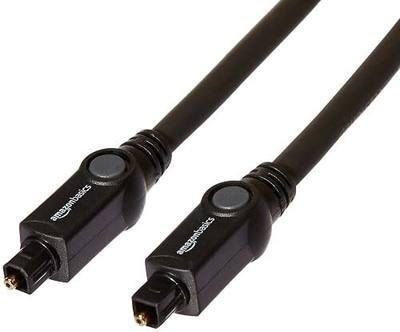 Amazon Basics Toslink Digital Optical Audio Fiber Optic Cable, CL3 Rated, Multi-Channel, for Sound Bar, Audio System, Home Theatre, Gold-Plated Connectors, 15 Foot, Black