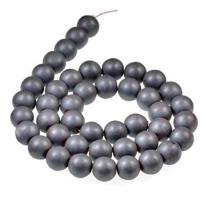 Natural Matte Gemstone Round Spacer Beads (8mm, Hematite)