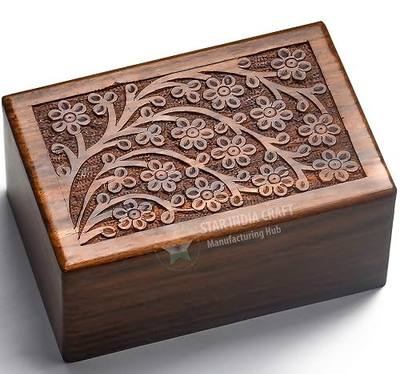 SIC Pet Urns for Dogs Ashes - Small Wooden Cremation Urn Box for Dog Cat & Puppy, Tree of Life Rosewood Funeral Memorial Keepsake, Holds a Pet up to 40 lb / 40 Cubic Inches | rosewood pet memorial; secure sliding base