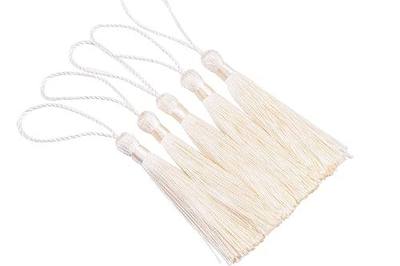 KONMAY 20pcs Silky Handmade Tiny(3.5'') Soft Craft Mini Tassels with Loops for Bookmarks Jewelry Making, Decoration DIY Projects (Cream)