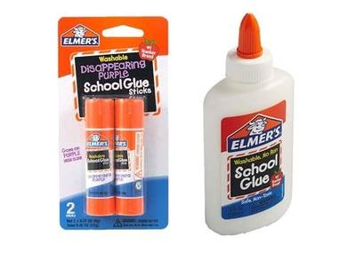 Elmer's bundle Washable Liquid School Glue, White, Dries Clear, 4 fl oz Plus Disappearing Purple Elmer's School Glue Stick, 7g, 2pk