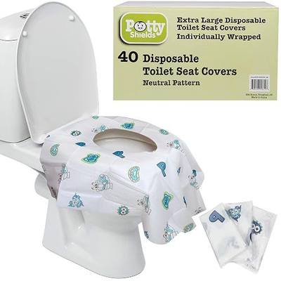 Potty Shields Disposable Toilet Seat Covers, XL Waterproof Sheets, 40 Pack | Toilet Covers for Toddlers, Kids & Adults, Portable & Individually Wrapped for Travel, Potty Training, & Public Restrooms