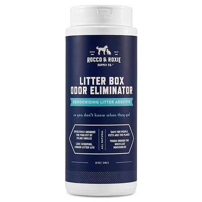 Rocco & Roxie Litter Box Odor Eliminator, Best Natural Urine Deodorizer, Cat Box Deodorizer, Smell Control, Odor Absorber, Safe for Kitty, 12 oz