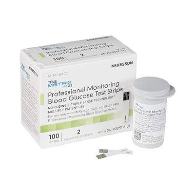McKesson True METRIX Blood Glucose Test Strips for Diabetes, 100 Strips | Multiple Patient Use, No Coding, Triple Sense Technology, Vials of Strips