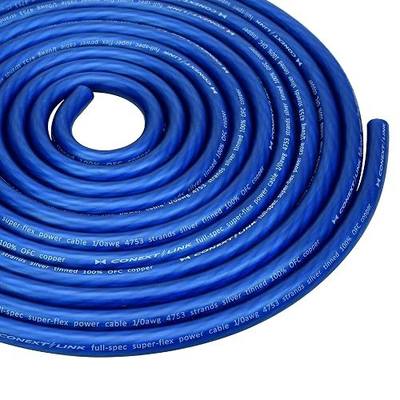 10 FT 1/0 AWG 0 GA Full Gauge Battery Power Cable Ground Wire Frost Blue OFC Copper