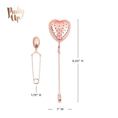 Pinky Up Heart Shaped Tea Ball, Reusable Loose Leaf Tea Infuser, Brew Tea with Ease, Stainless Steel, Rose Gold