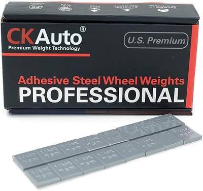 CKAuto 1/4oz, 0.25oz, Steel Adhesive Stick-On Wheel Weights, Gray, 60oz Box | EasyPeel Strong Tape, Corrosion Resistant, Cars, Trucks, SUVs, Motorcycles, Low Profile, U.S. OEM Quality, 240 Segments