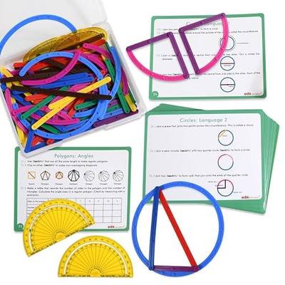 edxeducation GeoStix Deluxe Set, Teach Geometry | 100 Construction Sticks, 2 Protractors, Activity Cards, Manipulative for Math, Art and Fine Motor Skills