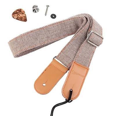 Linen Style Adjustable Genuine Uke Leather Metal Hook Ukulele Strap Strong Back Straps