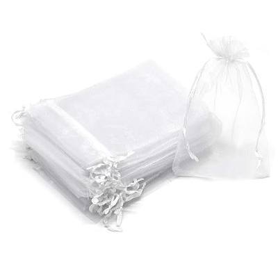 100Pcs Organza Gift Bags 3.5x4.5 inch, White Drawstring Mesh Jewelry Bags, Wedding Party Favor Festival Gift Candy Pouches