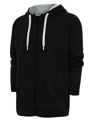 Antigua Men’s Victory Full Zip Hood Fleece, Heavyweight Brushed Back Cotton-Poly Sweatshirt, Modern Layering Essential Hood