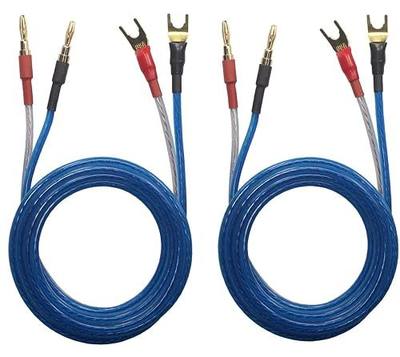 KK YB-ZB 1pair Set(4 Spade Plug & 4 Banana Plug) HiFi OFC Speaker Wire, Spade Plug to Pin Type Plug 1.5M(4.92ft)/3M(9.84ft)/5M(16ft), KK YB-ZB (1.5M(4.92ft))