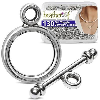 Heather's cf Toggle Jewelry Clasps – Durable Quality, Antique Plain Silver Finish Toggle Clasps & Closures for Necklace, Bracelet & Charms – Ideal for DIY, & Jewelry Making – Small (Set of 130)