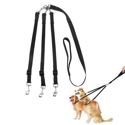 ASOCEA 3 Dog Leash 3 in 1 Multiple Dog Leash Detachable 360° Swivel with Soft Padded Handle for Walking and Traning Two or Three Dog (Black) | Detachable 3-in-1 leash with 360° swivel and padded handle lets you walk 2 or 3 dogs together or separately without tangles