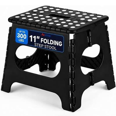 ACSTEP Folding Step Stool 11 Inch, Sturdy Plastic Foldable Step Stool for Kids & Adults, Non Slip Lightweight Collapsible Foot Stools Holds 300 lbs, Ideal for Kitchen, Bathroom, Bedroom, Outdoor