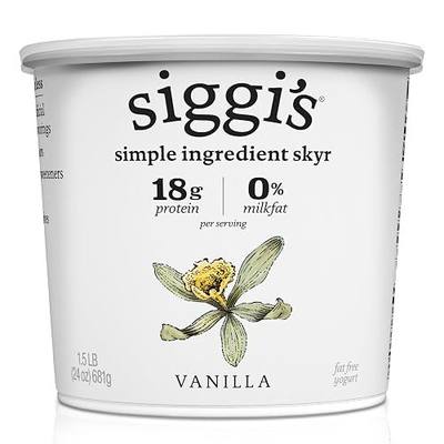 siggi’s® Icelandic Strained Nonfat Yogurt, Vanilla, 24 oz. – Thick, Protein-Rich Yogurt Snack