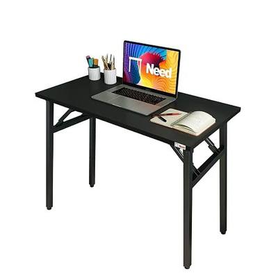 Need Folding Desk - 31 1/2" No Assembly Foldable Small Computer Table,Sturdy and Heavy Duty Writing Desk for Small Spaces, Black&Black Frame | Black Frame Writing Gaming Work Table/Sturdy Foldable Study Table for Small Space/Dormitory, No Assembly Required
