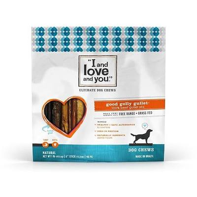 I and love and you Good Golly Gullet Stix - Beef - Rawhide Alternative, Single Ingredient, Free Range Grass Fed Beef, 6in, 48ct