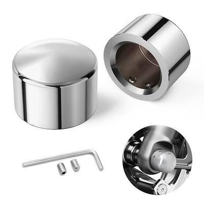 Amazicha Chrome Front Axle Nut Cover Axle Caps Compatible for Harley Touring Softail Electra Road Glide Sportster 08-later