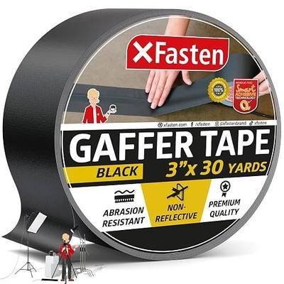 XFasten Black Gaffers Tape 3 Inch x 30 Yards (90ft) Residue-Free Matte Black Gaffer Tape 3 Inch Non-Reflective Easy-to-Tear Black Gaff Tape Floor Tape for Electrical Cords