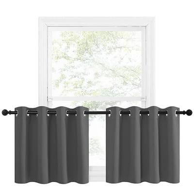 NICETOWN Kitchen Blackout Tiers Window Curtains Over Sink - Thermal Insulated Home Decor Small Blackout Grommet Winow Tiers for Short Window (52W by 24L with 1.2 inches Header, Grey, 2 Panels)
