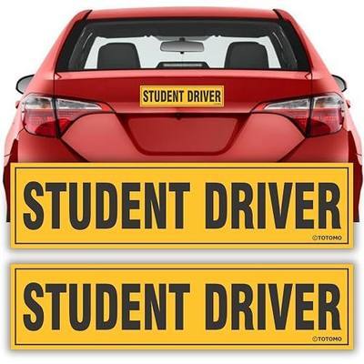 TOTOMO Student Driver Magnet for Car Sign - Large 12"x3" Magnetic Reflective Vehicle Safety for New Rookie Learner Drivers Removable Bumper Sticker Please Be Patient (2 Pack) Yellow, Black