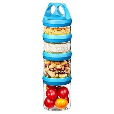 SELEWARE Blue Stackable Snack Containers for Kids Toddlers Adults, 31oz | Portable Food Storage Containers for Snacks Formula Powder Drinks and Travel, Twist Lock System Airtight Leak-proof BPA Free