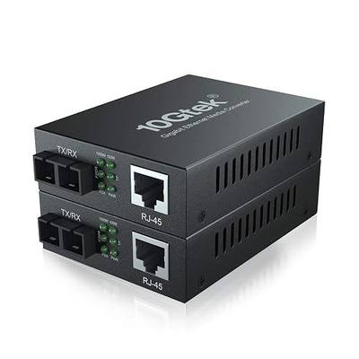 10Gtek Gigabit SingleMode Fiber to Ethernet Media Converter, Dual SC Fiber, 1000Base-LX to 10/100/1000Base-Tx Gigabit SMF Fiber SC to Copper RJ45 Ethernet Converter, UL Certified, 20km, Pack of 2