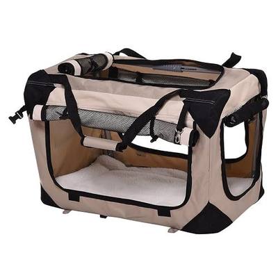 Giantex Pet Dog Carrier Portable House Soft Sided Cat Travel Crate Tote Bag Dog Crate Indoor & Outdoor Use 4 Sizes 4 Colors (M, Sandy)