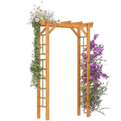 Outsunny 85" Wooden Garden Arbor, Garden Arch for Wedding, Orange | for Ceremony, Trellis for Climbing Vines, Fir Wood