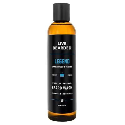 Live Bearded® Water Based Beard Wash, Legend Scent, 8 fl oz | All-Natural Water-Based Formula, Gentle Daily Deep Cleanse Without Drying or Damaging Beard Hair, Sandalwood, Vanilla