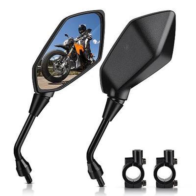 MICTUNING Universal Hawk-eye Motorcycle Convex Rear View Mirror 2 Pack | 10mm Bolt & 7/8" Clamp, 6.1" Convex Glass, 360° Adjustable Ball Joint, ABS & Steel Structure