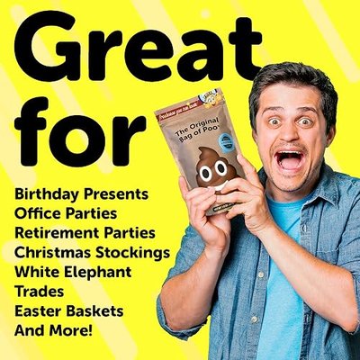 The Original Bag of Poo®, Emoji Poo (Black Cherry Flavor Cotton Candy) Novelty Poop Gag Gift. Free sticker inside.