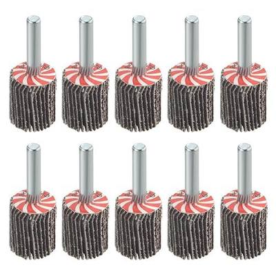 TOVOT 10PCS 3/4"×1" Mounted Flap Wheels with 1/4" Mandrel 80 Grit Flap Sanding Wheels