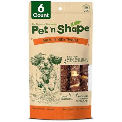 Pet 'n Shape Duck 'n Hide Twist - Duck Wrapped Rawhide Natural Dog Treats, Large, 6 Count