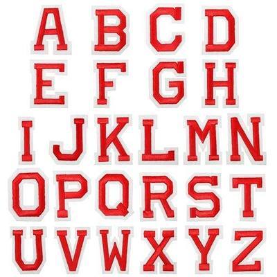 Sorrento Crafts 26pcs Letter Embroidered Iron On Patches for DIY Clothing Badges Red Alphabet