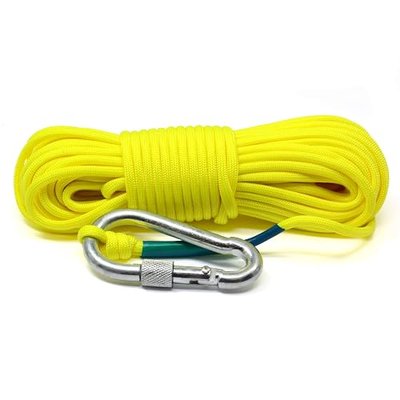 CMS MAGNETICS - Yellow 50-Foot Magnet Fishing Rope with Carabiner | 550-Pound Tensile Strength, Braided, Polyester Paracord | Camping, DIY Project, Hoisting, Lifting, Pulling