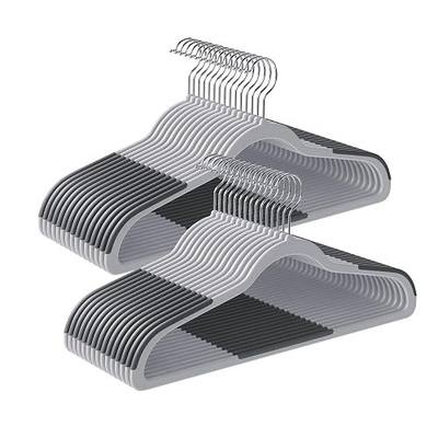 SONGMICS Clothes Hangers, Pack of 50 Plastic Coat Hangers, Space-Saving, Light Gray and Dark Gray UCRF50G